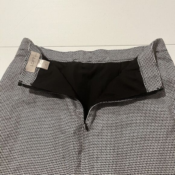 Ann Taylor Loft Skirt Size 0P(26") Check Black/White with Bow Center Pleat Lined - Picture 8 of 9